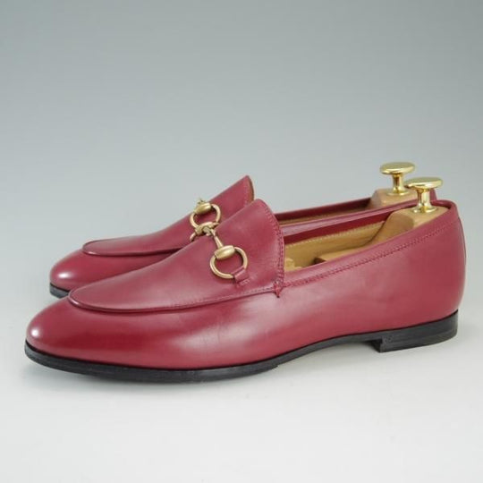 極美品★(伊)GUCCI/グッチ(レディース) SIZE 36.5【定価￥132,000〜★セミオーダー品/GUCCI DIY】ホースビットローファー/赤★e067