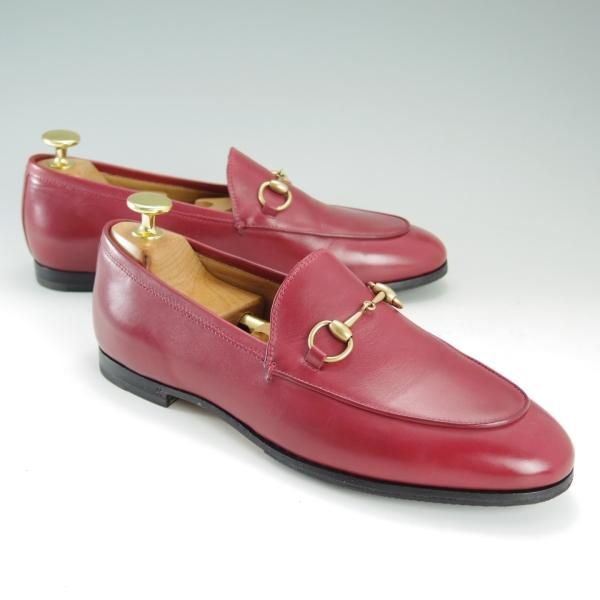 極美品★(伊)GUCCI/グッチ(レディース) SIZE 36.5【定価￥132,000〜★セミオーダー品/GUCCI DIY】ホースビットローファー/赤★e067