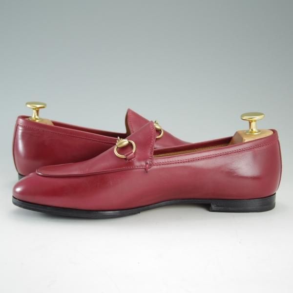 極美品★(伊)GUCCI/グッチ(レディース) SIZE 36.5【定価￥132,000〜★セミオーダー品/GUCCI DIY】ホースビットローファー/赤★e067