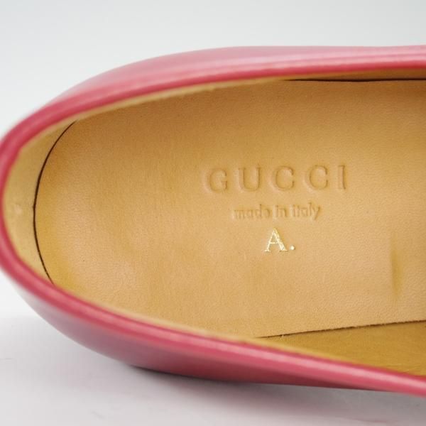 極美品★(伊)GUCCI/グッチ(レディース) SIZE 36.5【定価￥132,000〜★セミオーダー品/GUCCI DIY】ホースビットローファー/赤★e067