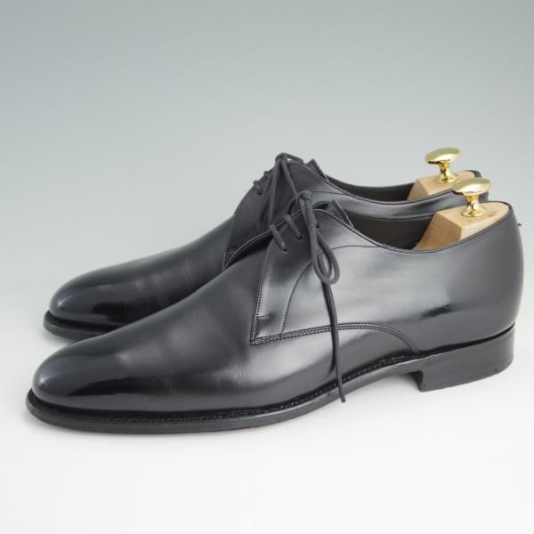 美品★チャーチ 70F/UK7【貴重★半カラス仕上げ/プレーントゥ/THURLBY】4都市ロゴ/Vフロント/カーフ/黒/メンズ/Church's★e069