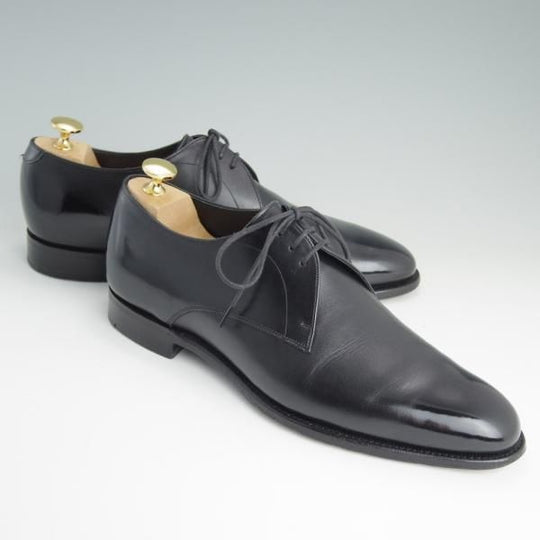 美品★チャーチ 70F/UK7【貴重★半カラス仕上げ/プレーントゥ/THURLBY】4都市ロゴ/Vフロント/カーフ/黒/メンズ/Church's★e069