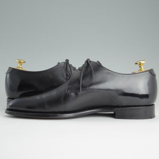 美品★チャーチ 70F/UK7【貴重★半カラス仕上げ/プレーントゥ/THURLBY】4都市ロゴ/Vフロント/カーフ/黒/メンズ/Church's★e069