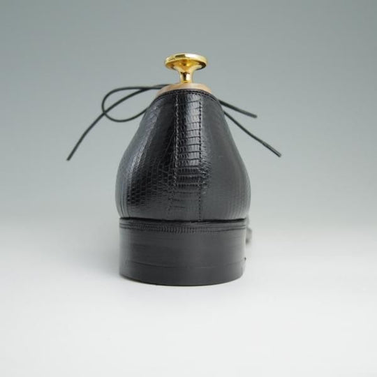 美品★チャーチ 65F/UK6.5【高額★リザード革仕様/旧チャーチ】84ラスト/3都市ロゴ/プレーントゥ/REAL LIZARD/黒/メンズ/Church's★e070