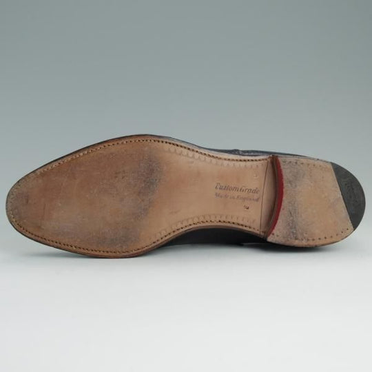 美品★チャーチ 65F/UK6.5【高額★リザード革仕様/旧チャーチ】84ラスト/3都市ロゴ/プレーントゥ/REAL LIZARD/黒/メンズ/Church's★e070