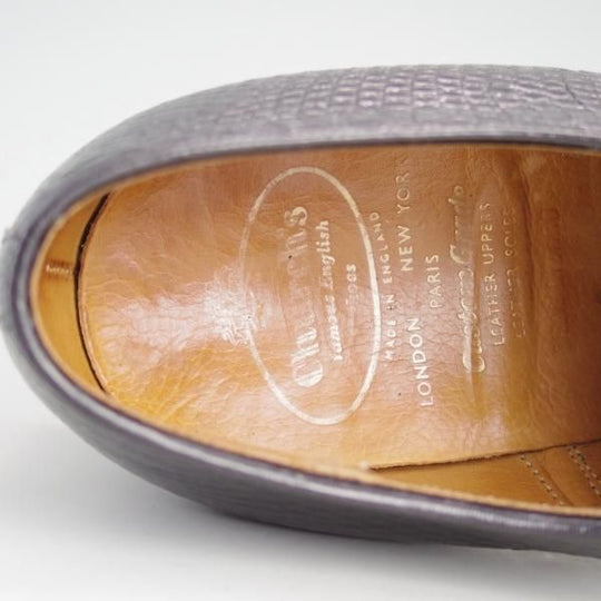 美品★チャーチ 65F/UK6.5【高額★リザード革仕様/旧チャーチ】84ラスト/3都市ロゴ/プレーントゥ/REAL LIZARD/黒/メンズ/Church's★e070