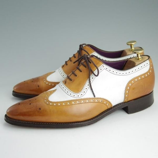 美品★(英)チーニー 8F【貴重★(英)Kent&Curwen別注/スペクターシューズ】10994ラスト/フルブローグ/カーフ/白×茶/メンズ/CHEANEY★e071
