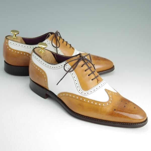 美品★(英)チーニー 8F【貴重★(英)Kent&Curwen別注/スペクターシューズ】10994ラスト/フルブローグ/カーフ/白×茶/メンズ/CHEANEY★e071