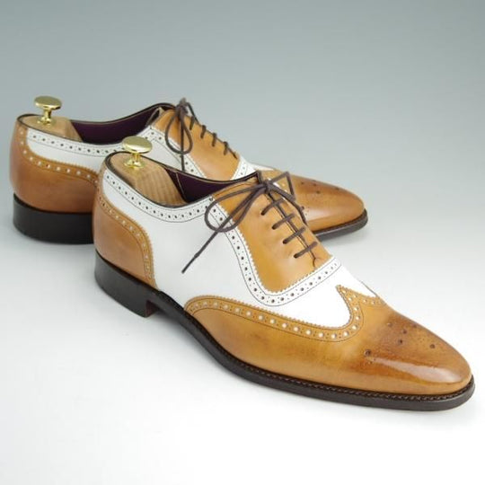 美品★(英)チーニー 8F【貴重★(英)Kent&Curwen別注/スペクターシューズ】10994ラスト/フルブローグ/カーフ/白×茶/メンズ/CHEANEY★e071
