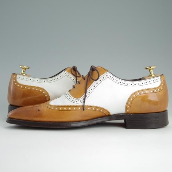 美品★(英)チーニー 8F【貴重★(英)Kent&Curwen別注/スペクターシューズ】10994ラスト/フルブローグ/カーフ/白×茶/メンズ/CHEANEY★e071