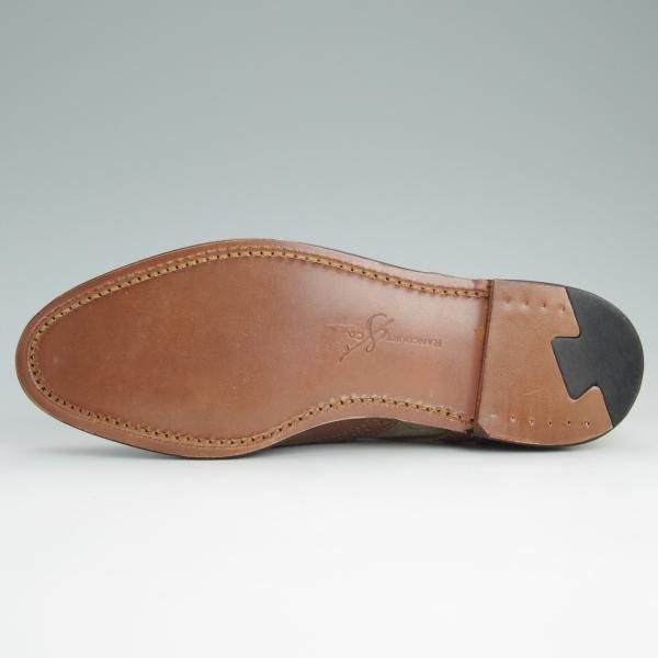 未使用★(米)RANCOURT/ランコート 8.5D【貴重★オイルドレザー×スエード/Greg Chapman】フルブローグ/茶×灰緑/メンズ★e073