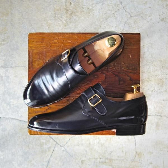 美品★(伊)タニノクリスチー SIZE 6【定価10万円以上★モンクストラップ】128776/カーフ/黒/メンズ/TANINO CRISCI★e074
