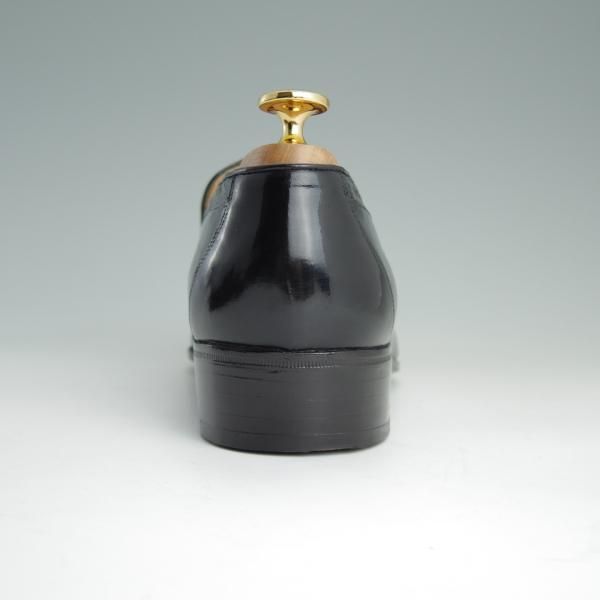 美品★(伊)アルティオリ SIZE 6.5【定価15万円以上★オーストリッチ×カーフ/タッセルローファー】スリッポン/黒/メンズ/ARTIOLI★e075