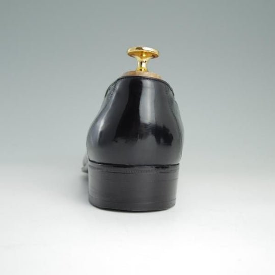 美品★(伊)アルティオリ SIZE 6.5【定価15万円以上★オーストリッチ×カーフ/タッセルローファー】スリッポン/黒/メンズ/ARTIOLI★e075