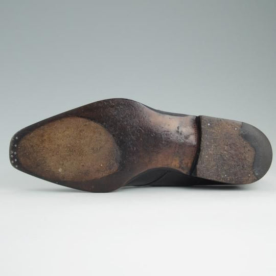 極上★(伊)ステファノビ SIZE 7【★ローファー/パティーヌ仕様】スリッポン/カーフ/灰緑〜黒/メンズ/STEFANOBI★e080