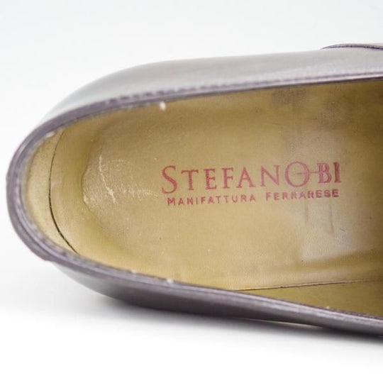 極上★(伊)ステファノビ SIZE 7【★ローファー/パティーヌ仕様】スリッポン/カーフ/灰緑〜黒/メンズ/STEFANOBI★e080