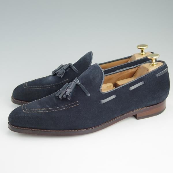 極上★クロケット&ジョーンズ 7.5E【★タッセルローファー/WITNEY】ウィットニー/スエード/紺/メンズ/Crockett&Jones★e086