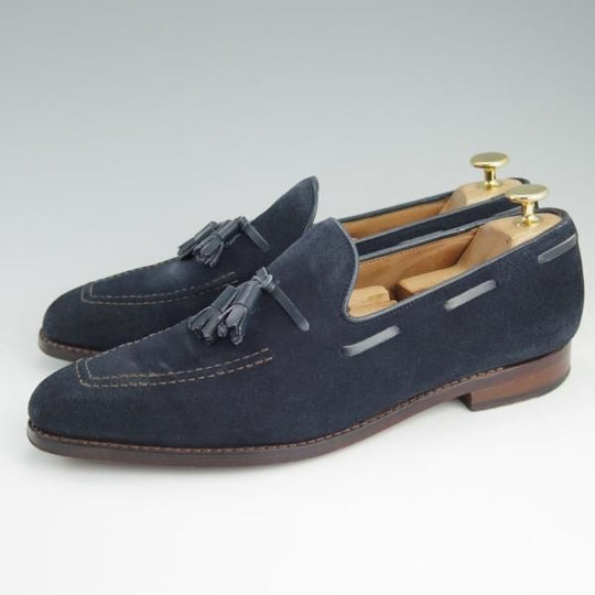 極上★クロケット&ジョーンズ 7.5E【★タッセルローファー/WITNEY】ウィットニー/スエード/紺/メンズ/Crockett&Jones★e086