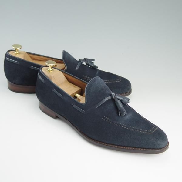 極上★クロケット&ジョーンズ 7.5E【★タッセルローファー/WITNEY】ウィットニー/スエード/紺/メンズ/Crockett&Jones★e086