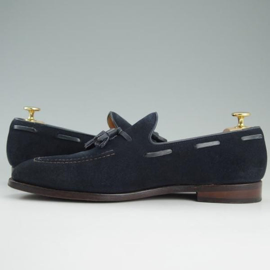 極上★クロケット&ジョーンズ 7.5E【★タッセルローファー/WITNEY】ウィットニー/スエード/紺/メンズ/Crockett&Jones★e086