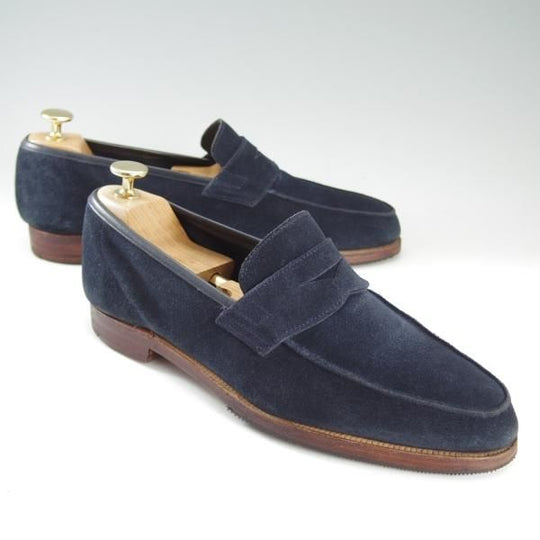 極上★クロケット&ジョーンズ 6.5E【★コインローファー/SELSEY/366ラスト】スエード/紺/メンズ/Crockett&Jones★e094