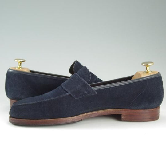 極上★クロケット&ジョーンズ 6.5E【★コインローファー/SELSEY/366ラスト】スエード/紺/メンズ/Crockett&Jones★e094