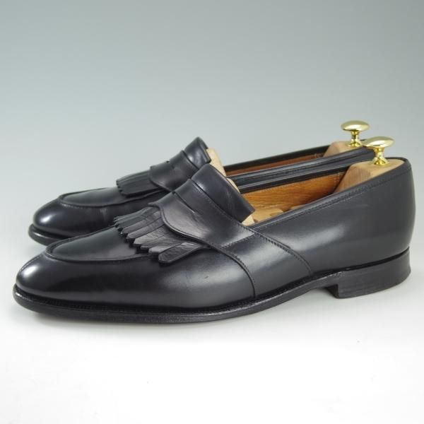 極上★クロケット&ジョーンズ UK9/US9.5E【★ブルックスブラザーズ別注/Peal&co】キルト/コインローファー/黒/メンズ/Crockett&Jones★e095
