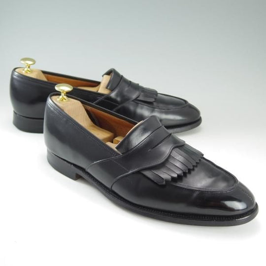 極上★クロケット&ジョーンズ UK9/US9.5E【★ブルックスブラザーズ別注/Peal&co】キルト/コインローファー/黒/メンズ/Crockett&Jones★e095