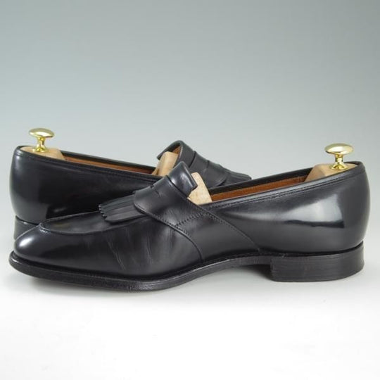 極上★クロケット&ジョーンズ UK9/US9.5E【★ブルックスブラザーズ別注/Peal&co】キルト/コインローファー/黒/メンズ/Crockett&Jones★e095