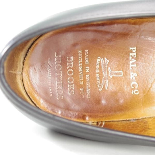極上★クロケット&ジョーンズ UK9/US9.5E【★ブルックスブラザーズ別注/Peal&co】キルト/コインローファー/黒/メンズ/Crockett&Jones★e095