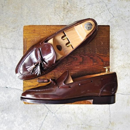極上★クロケット&ジョーンズ UK7/US7.5E【貴重★茶/コードバン/ラルフローレン別注】タッセルローファー/メンズ/Crockett&Jones★e097