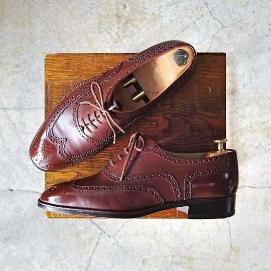 極上★(伊)タニノクリスチー SIZE 7【定価10万円以上★フルブローグ】108100/カーフ/赤茶/メンズ/TANINO CRISCI★e104