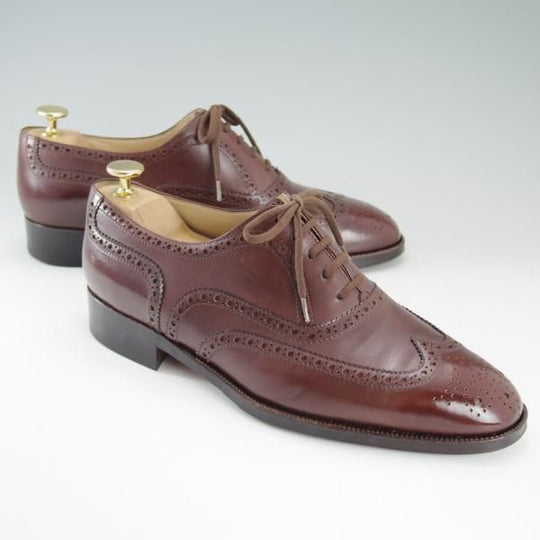 極上★(伊)タニノクリスチー SIZE 7【定価10万円以上★フルブローグ】108100/カーフ/赤茶/メンズ/TANINO CRISCI★e104