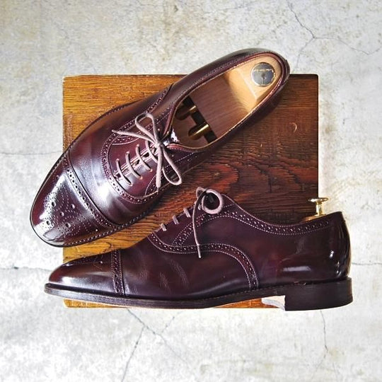 極上★(英)Loake/ローク UK9.5【貴重★(英)JONES別注/セミブローグ】BERESFORD/ポリッシュレザー/赤茶/メンズ/ジョーンズ★e105