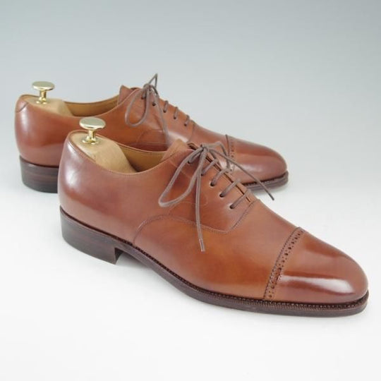 未使用★(スペイン製)YANKO/ヤンコ SIZE 6.5【グッドイヤーウェルテッド製法★パンチドキャップトゥ】104907/カーフ/茶/メンズ★e107