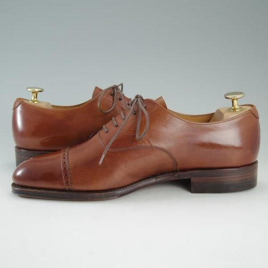 未使用★(スペイン製)YANKO/ヤンコ SIZE 6.5【グッドイヤーウェルテッド製法★パンチドキャップトゥ】104907/カーフ/茶/メンズ★e107