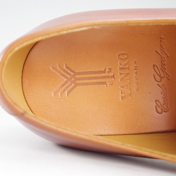 未使用★(スペイン製)YANKO/ヤンコ SIZE 6.5【グッドイヤーウェルテッド製法★パンチドキャップトゥ】104907/カーフ/茶/メンズ★e107