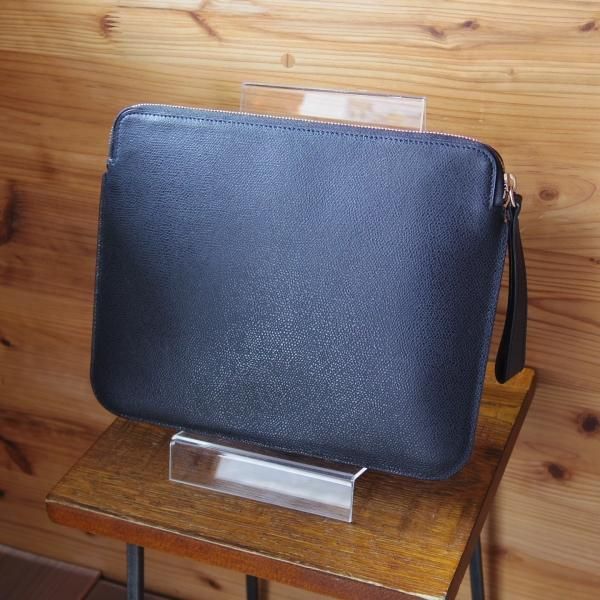 美品★(伊)ヴァレクストラ/Valextra【★レザー/クラッチバッグ】ユニセックス/メンズ&レディース/クラッチ/バッグ/黒★N5439