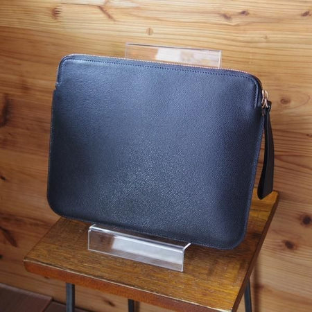 美品★(伊)ヴァレクストラ/Valextra【★レザー/クラッチバッグ】ユニセックス/メンズ&レディース/クラッチ/バッグ/黒★N5439