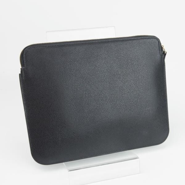 美品★(伊)ヴァレクストラ/Valextra【★レザー/クラッチバッグ】ユニセックス/メンズ&レディース/クラッチ/バッグ/黒★N5439