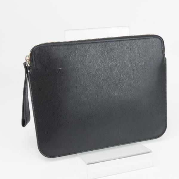 美品★(伊)ヴァレクストラ/Valextra【★レザー/クラッチバッグ】ユニセックス/メンズ&レディース/クラッチ/バッグ/黒★N5439