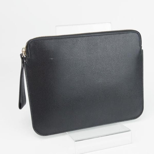 美品★(伊)ヴァレクストラ/Valextra【★レザー/クラッチバッグ】ユニセックス/メンズ&レディース/クラッチ/バッグ/黒★N5439