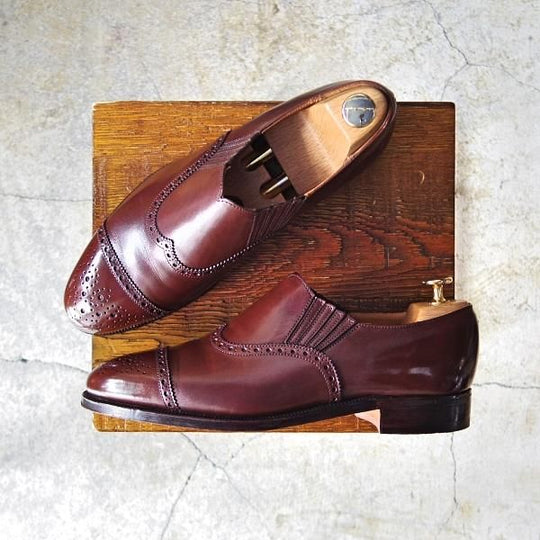 美品★クロケット&ジョーンズ 6.5E【貴重80's★シェットランドフォックス別注/Shetland Fox】サイドエラスティック/Crockett&Jones★e116