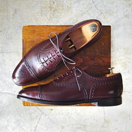 ★チャーチ UK8.5程度/95D【旧チャーチ★73ラスト/3都市ロゴ/ディプロマット似寄モデル】セミブローグ/カーフ/赤茶/メンズ/Church's★e121
