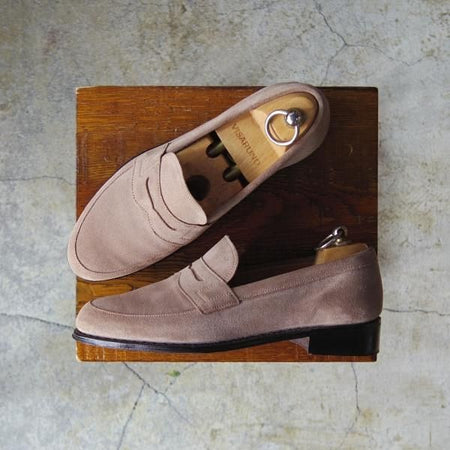美品★(英)チーニー(レディース) SIZE 4.5【★コインローファー/23921ラスト】スエード/薄茶/CHEANEY★e123
