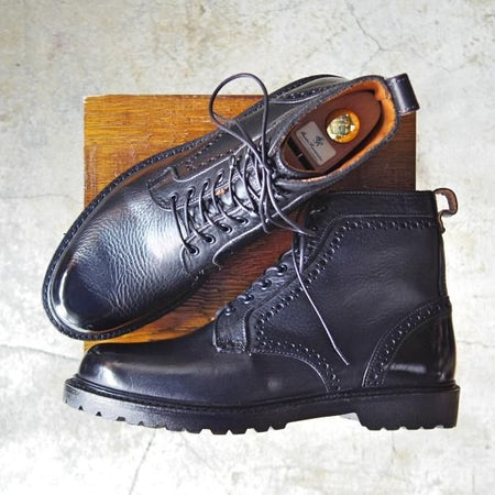 美品★(米)アレンエドモンズ 9D【★プレーントゥブーツ】シボ革/黒/メンズ/ALLEN EDMONDS★e125