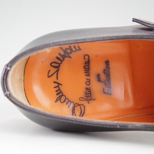 極上★(伊)サントーニ SIZE 6【貴重★ブラックラピド製法/エストネーション別注/ダブルモンク】10053-01/カーフ/黒/メンズ/Santoni★e131