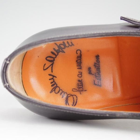 極上★(伊)サントーニ SIZE 6【貴重★ブラックラピド製法/エストネーション別注/ダブルモンク】10053-01/カーフ/黒/メンズ/Santoni★e131