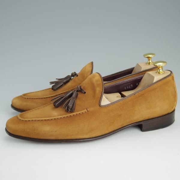 極上★(伊)ALMAS/アルマス SIZE 41【★トレーディングポスト別注/Trading Post】タッセルローファー/スエード/茶/メンズ★e141