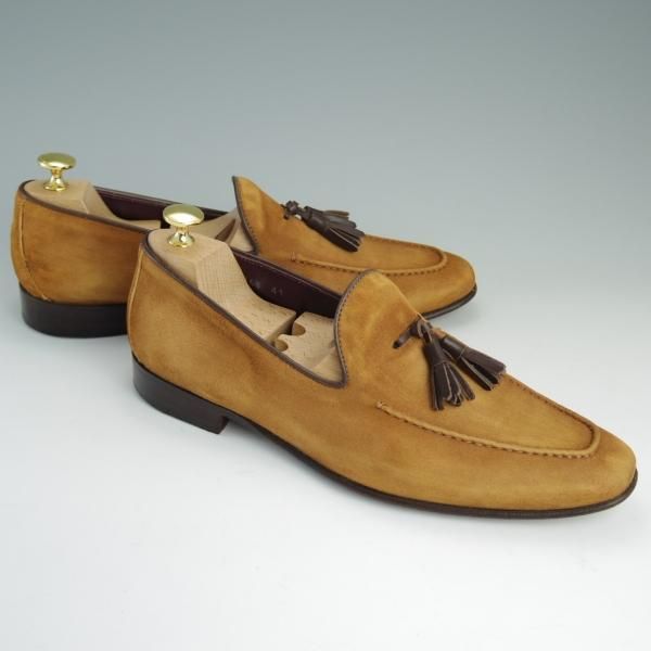 極上★(伊)ALMAS/アルマス SIZE 41【★トレーディングポスト別注/Trading Post】タッセルローファー/スエード/茶/メンズ★e141